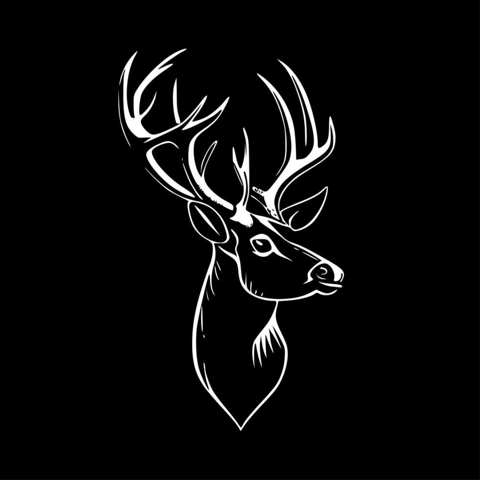 Deer - Black and White Isolated Icon - Vector illustration