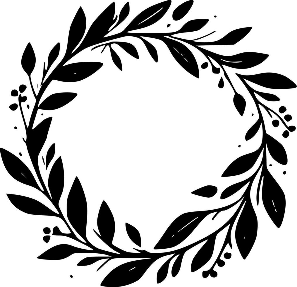 Wreath, Black and White Vector illustration