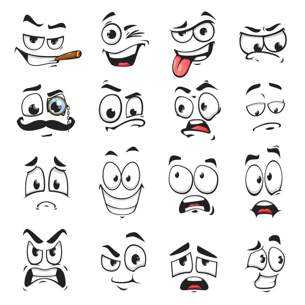 Face expression isolated vector facial emoji icons
