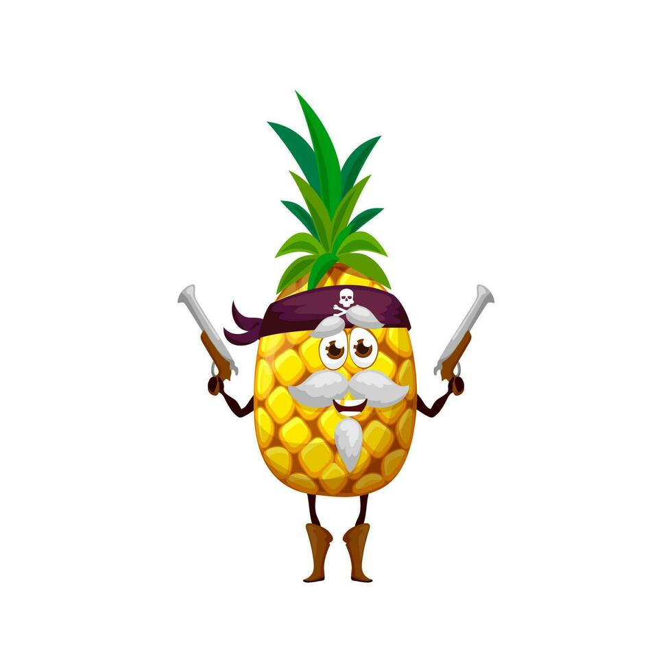 Ananas pineapple fruit pirate emotion with guns vector