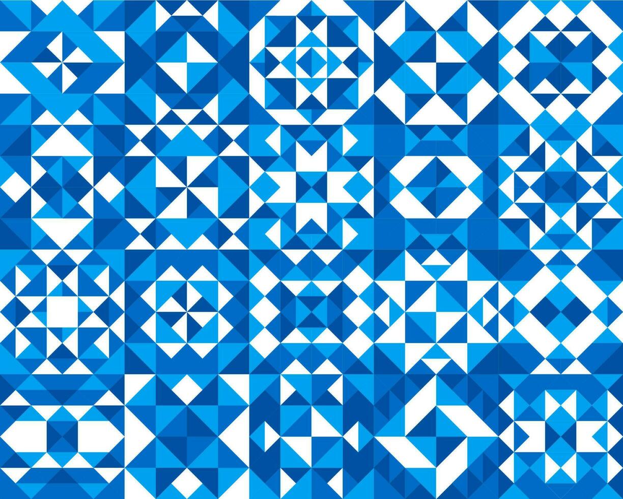 White blue ceramic tile pattern, geometric mosaic vector