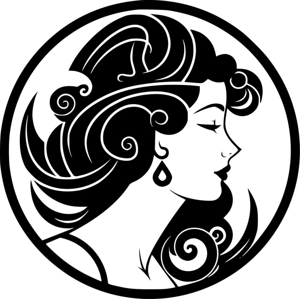 Arte Nouveau - negro y blanco aislado icono - vector ilustración