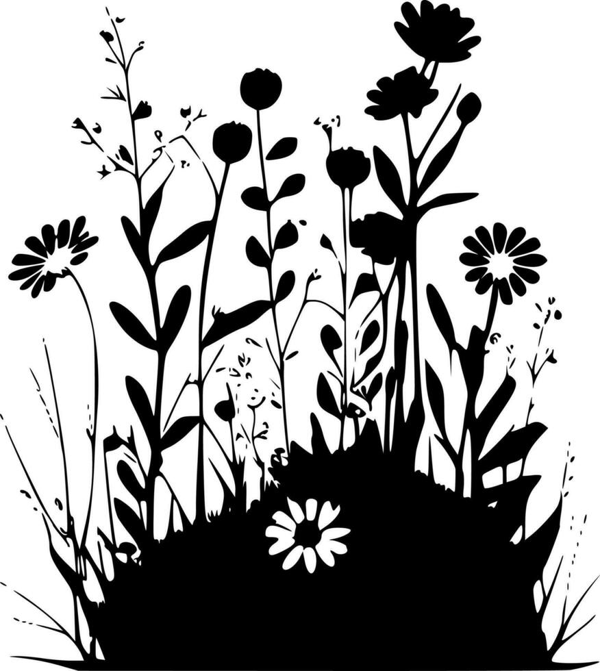 Wildflowers, Minimalist and Simple Silhouette - Vector illustration