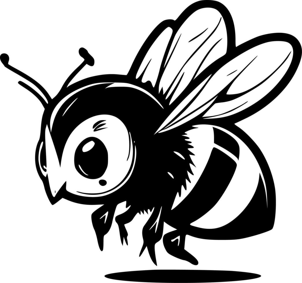 Bee - Black and White Isolated Icon - Vector illustration