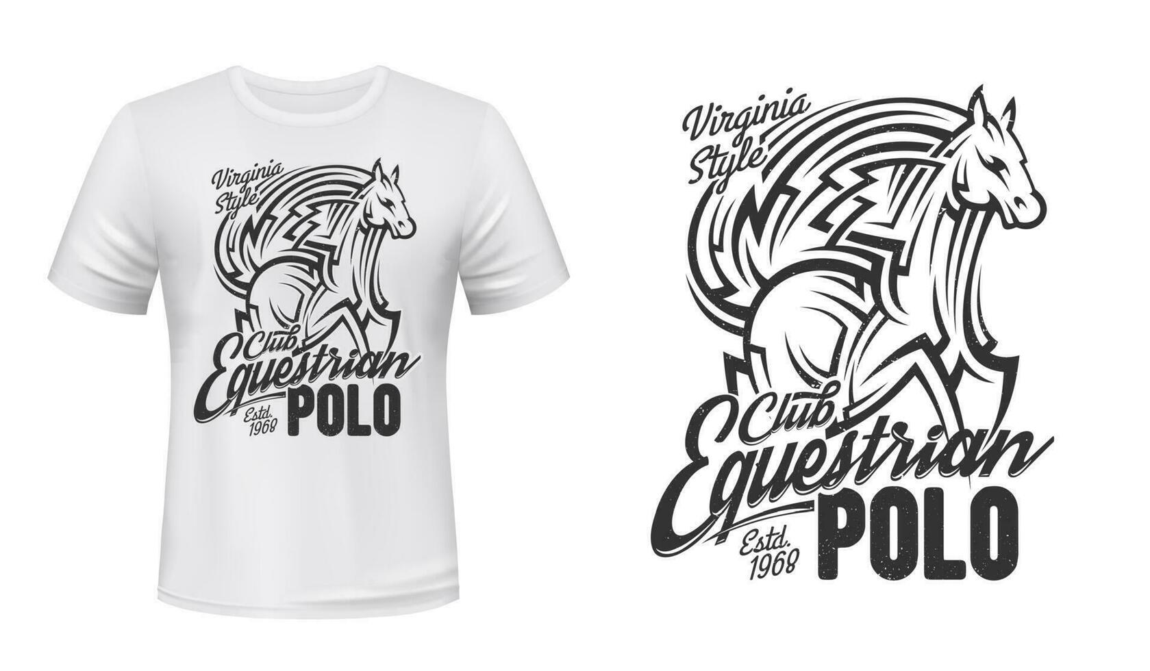 ecuestre polo deporte camiseta impresión Bosquejo, caballo vector