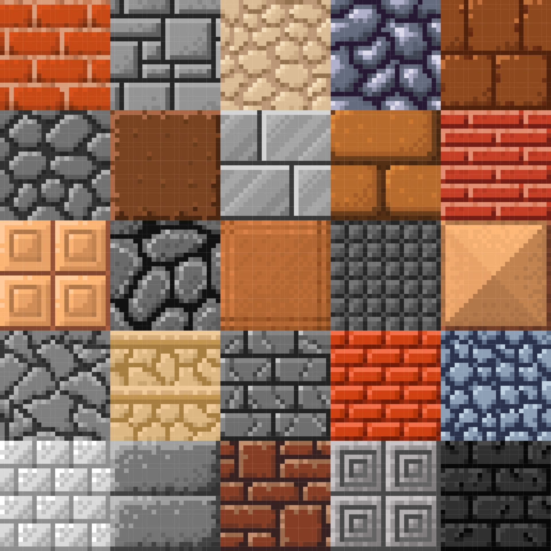 Tile, stone brick, porcelain stoneware 8bit pixel 23542472 Vector Art