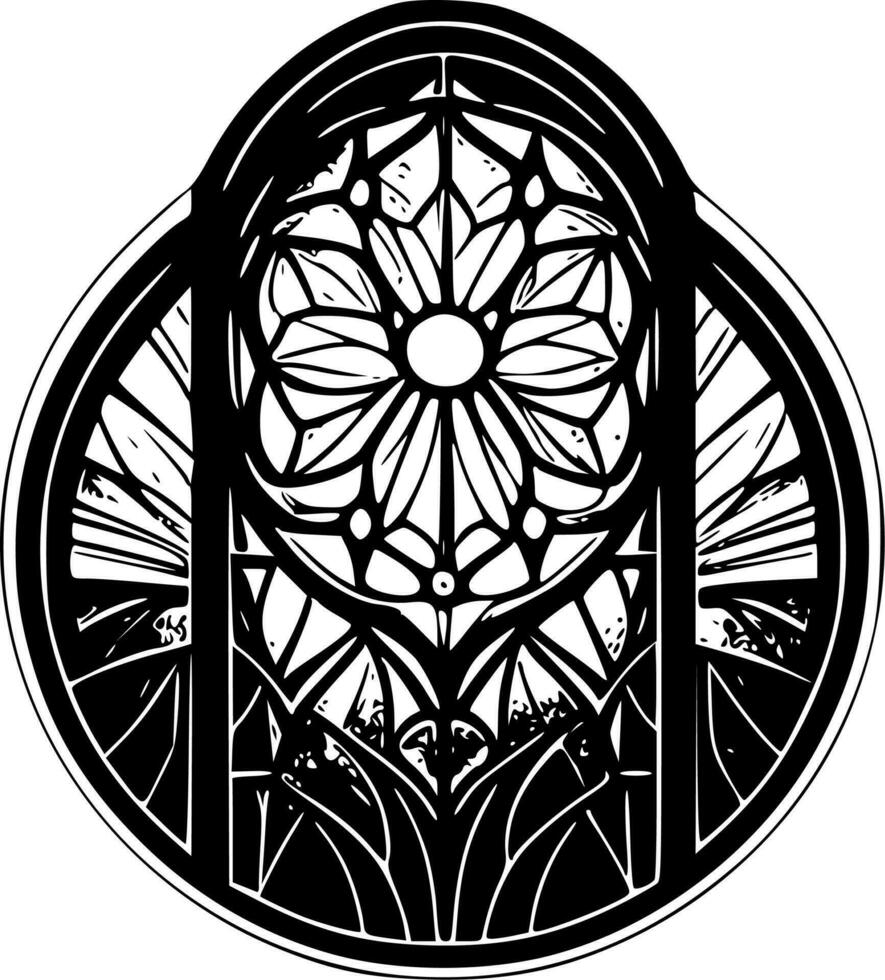 Stained Glass, Black and White Vector illustration