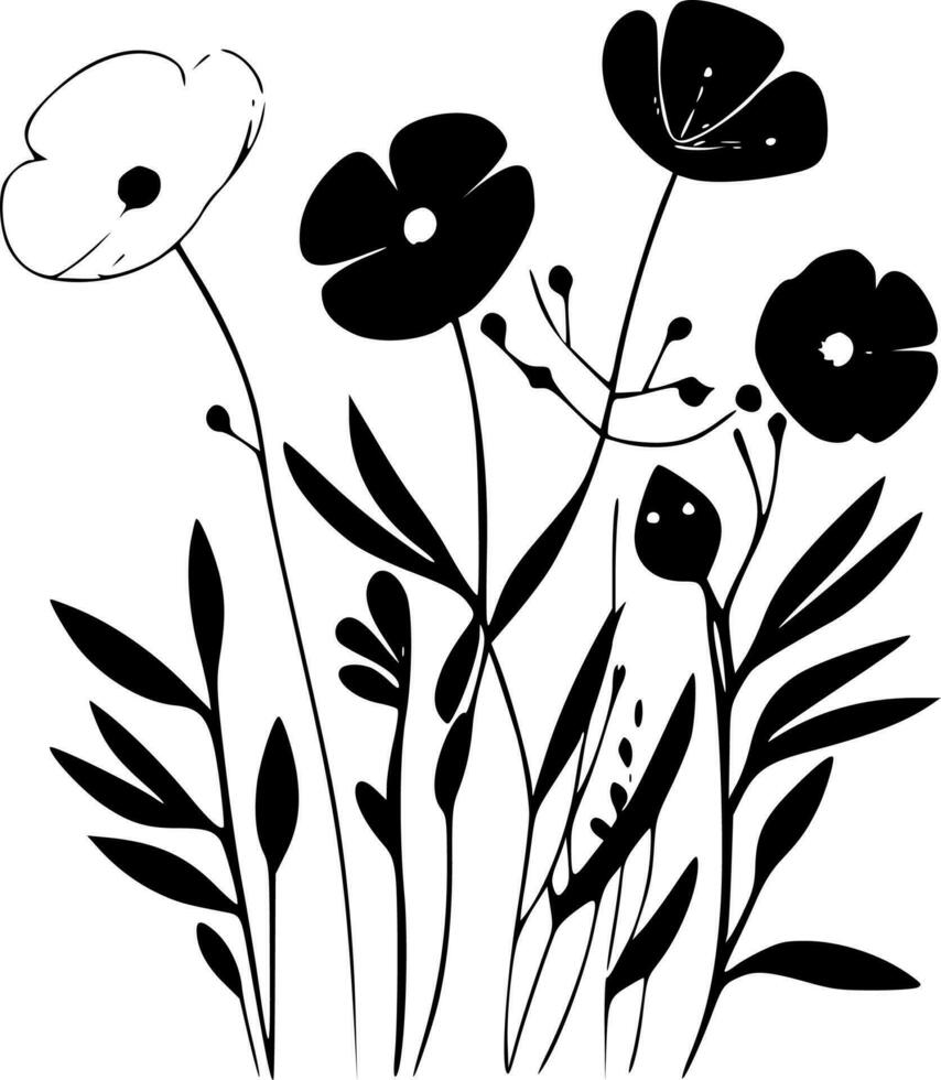 Flowers, Minimalist and Simple Silhouette - Vector illustration
