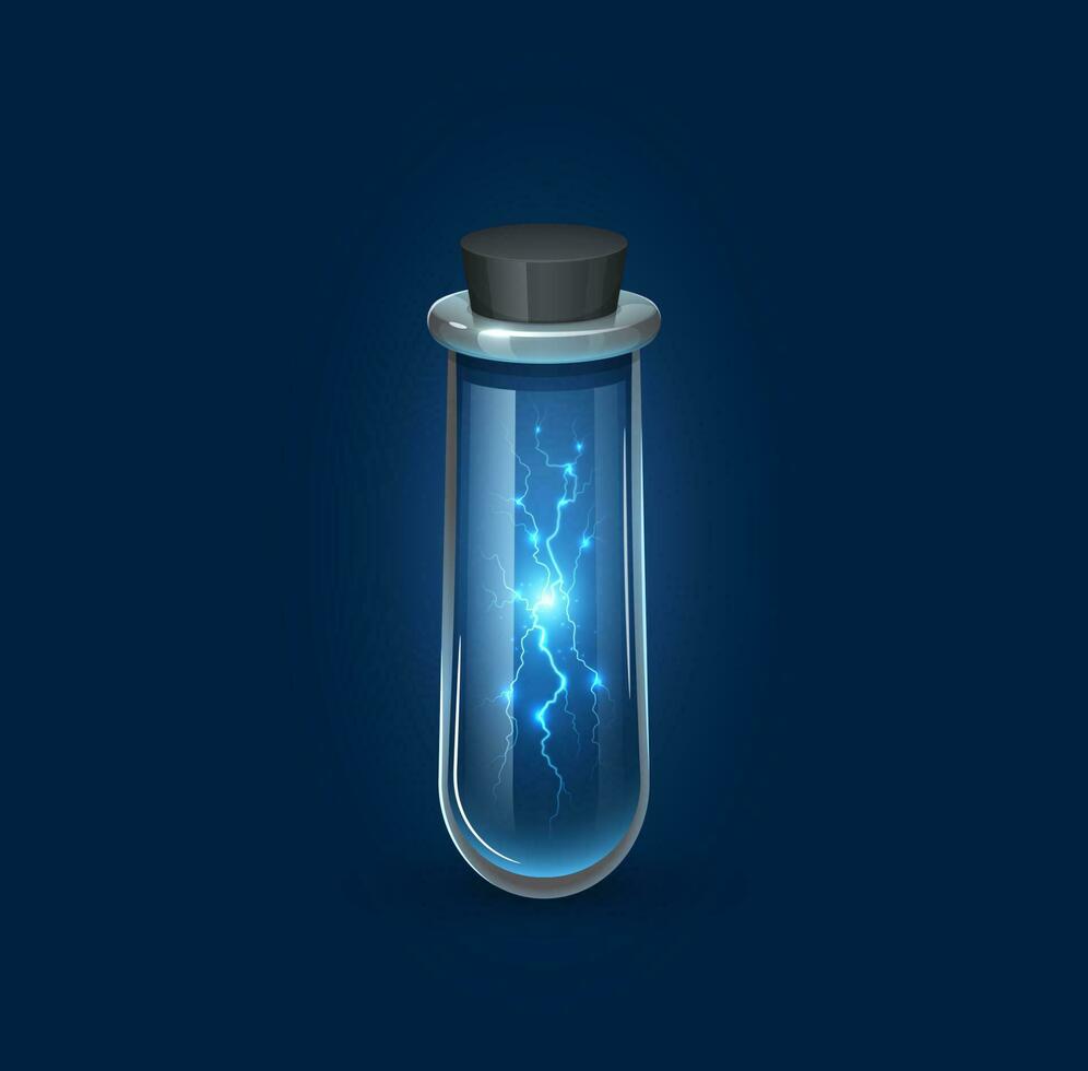 Witchcraft glass flask, lightning discharge energy vector
