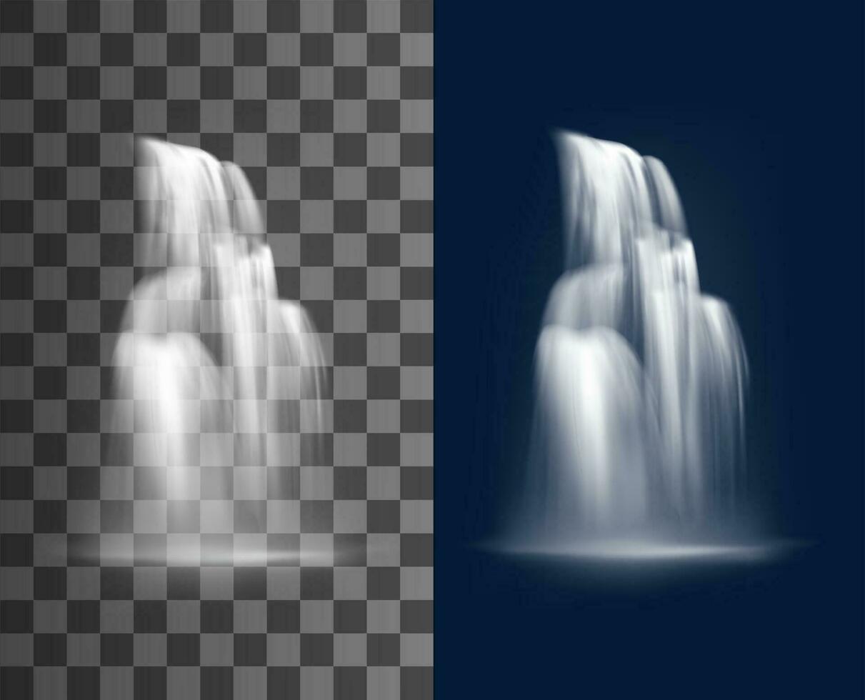 Realistic waterfall cascade of water falling flow vector