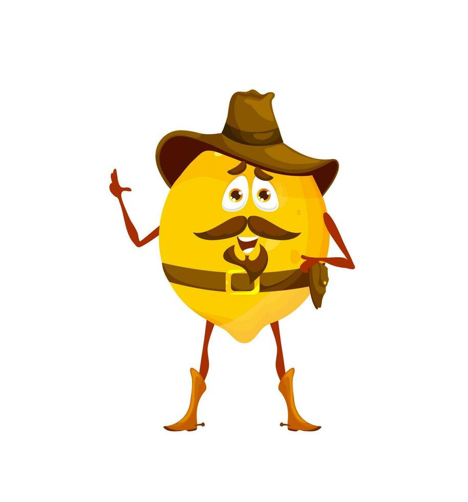 Cartoon sheriff or cowboy lemon vector character