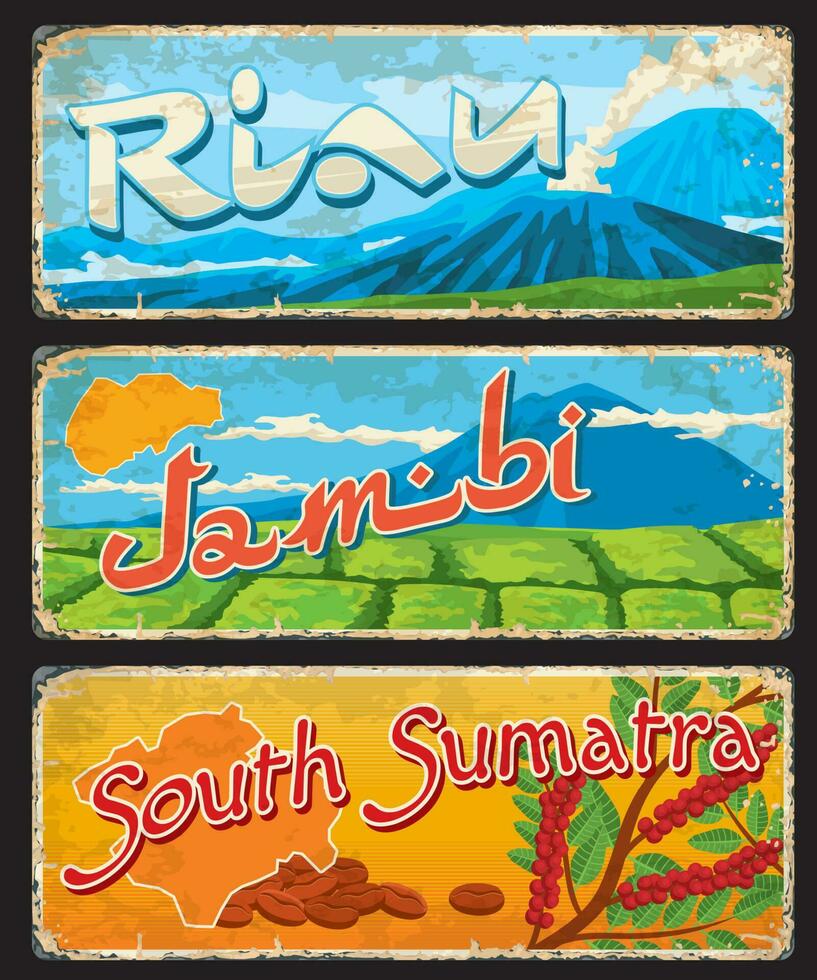 Riau, Jambi and South Sumatra provinces plates vector