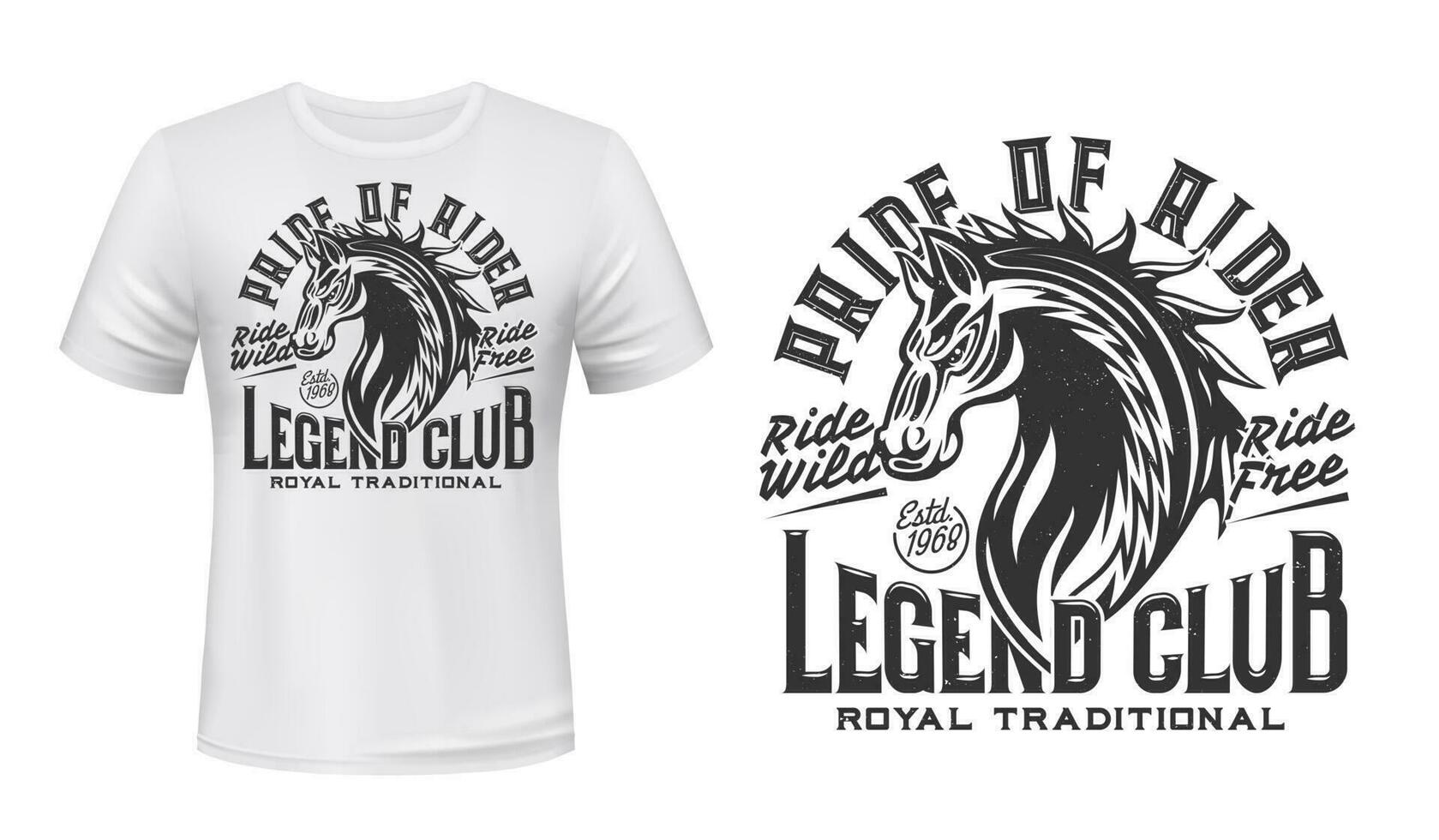 caballo montando club camiseta vector impresión modelo