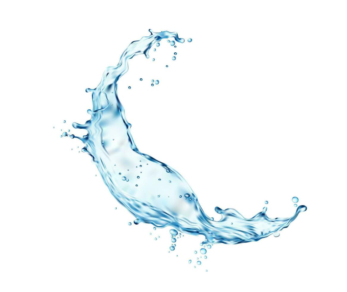 Transparent blue water wave splash with drops vector