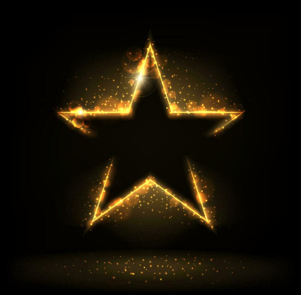 Golden star with sparkle, glitter, stardust glow vector