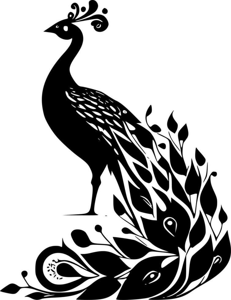 Peacock, Minimalist and Simple Silhouette - Vector illustration