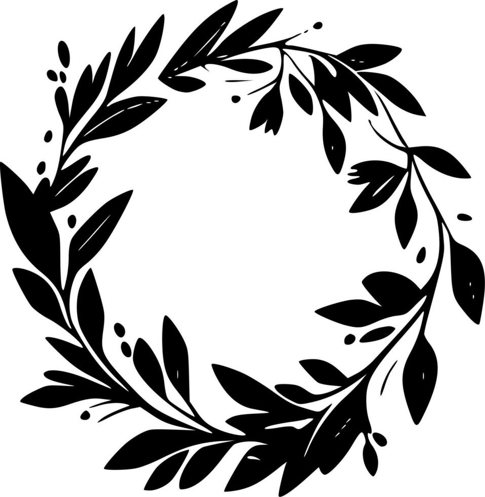 Wreath - Black and White Isolated Icon - Vector illustration