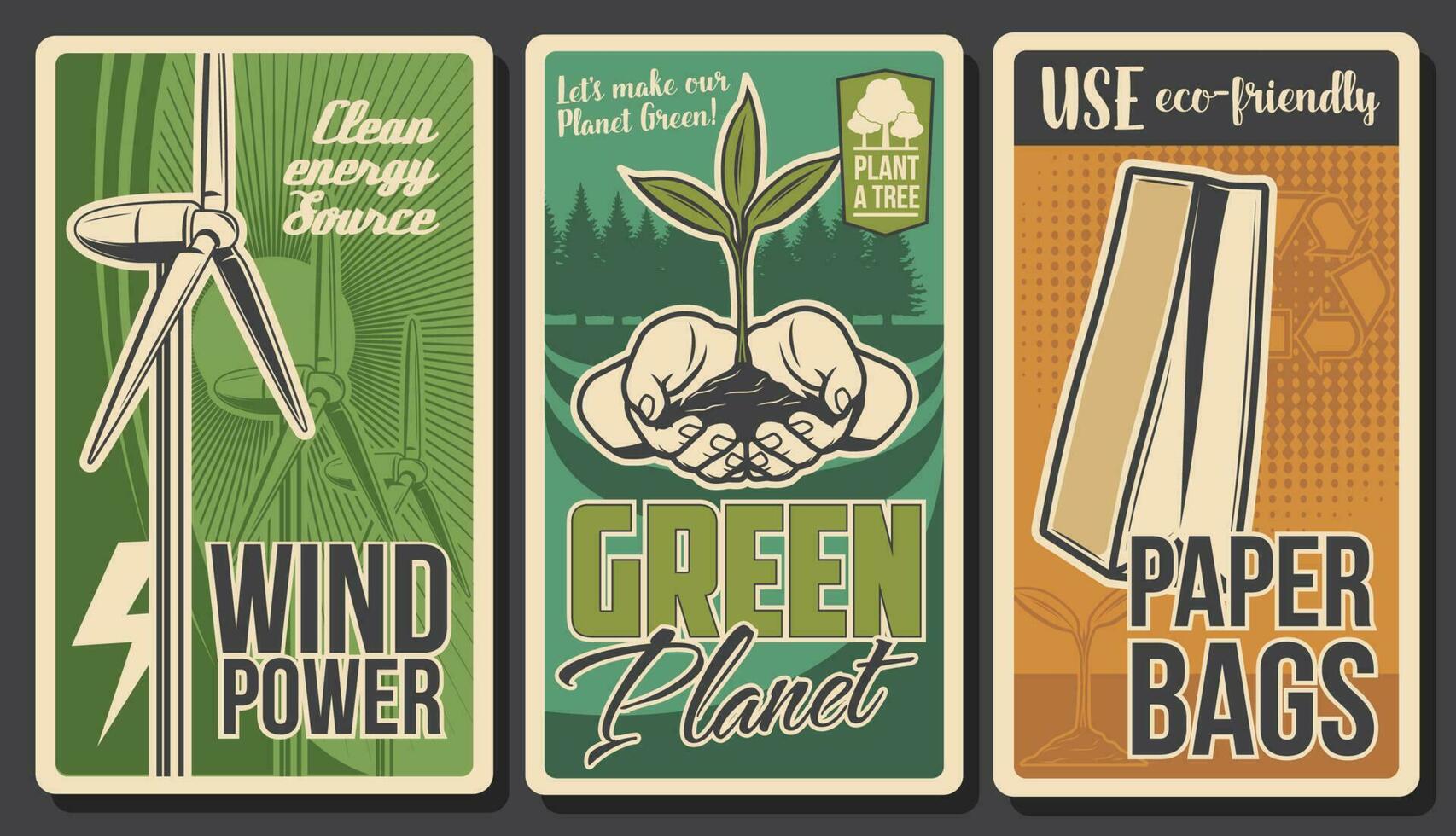 Ecology, green energy, environment, nature banners vector