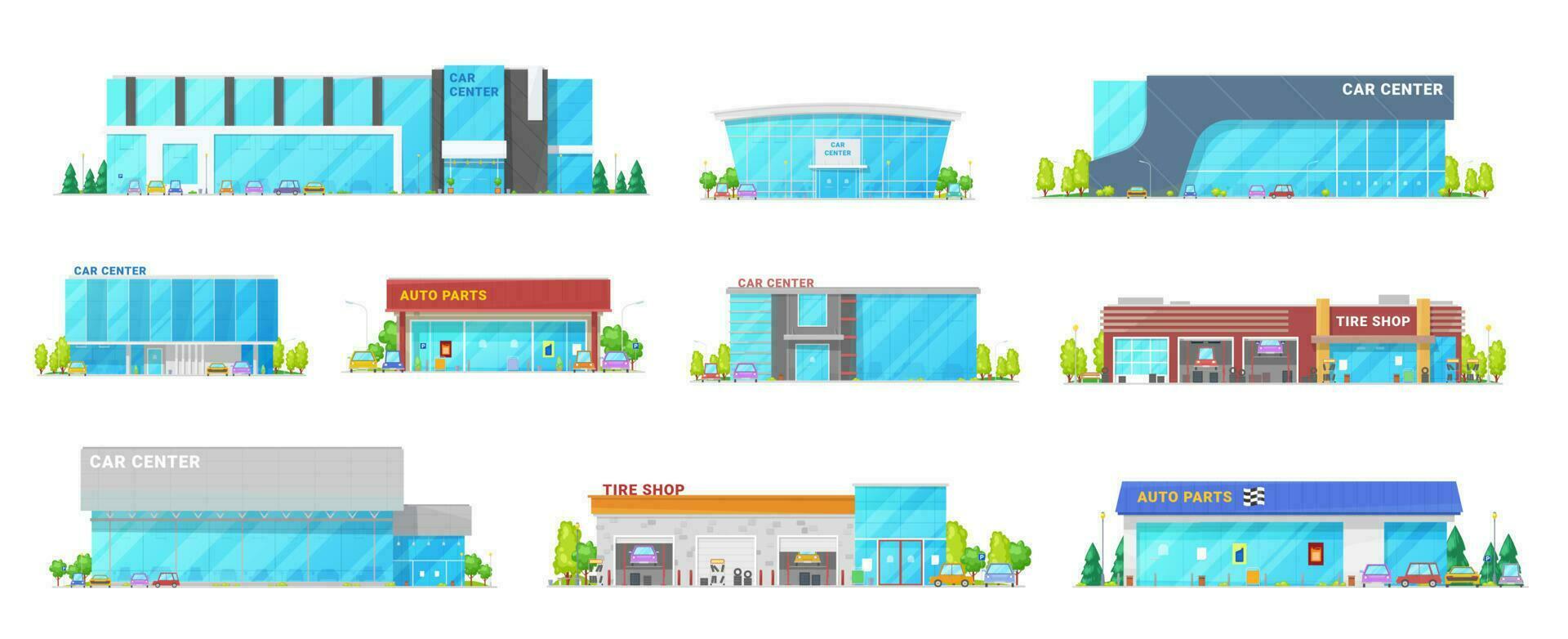 Car service, auto center mechanic station building vector