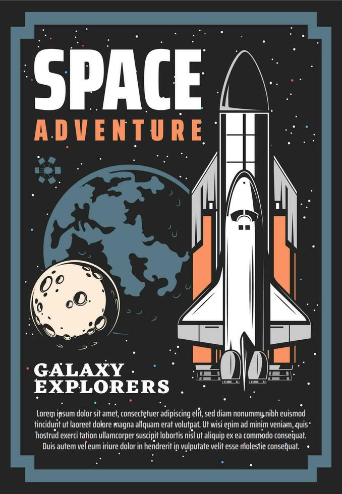 Space exploration spaceship and galaxy planets vector
