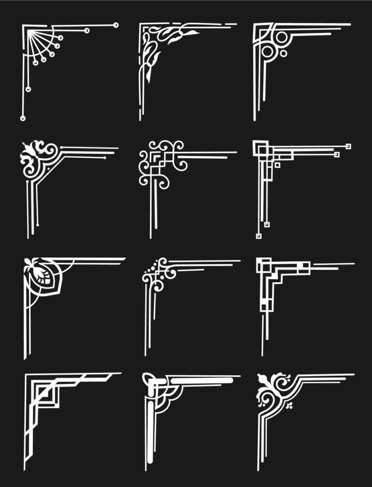 Arte deco Clásico frontera esquinas, divisores vector