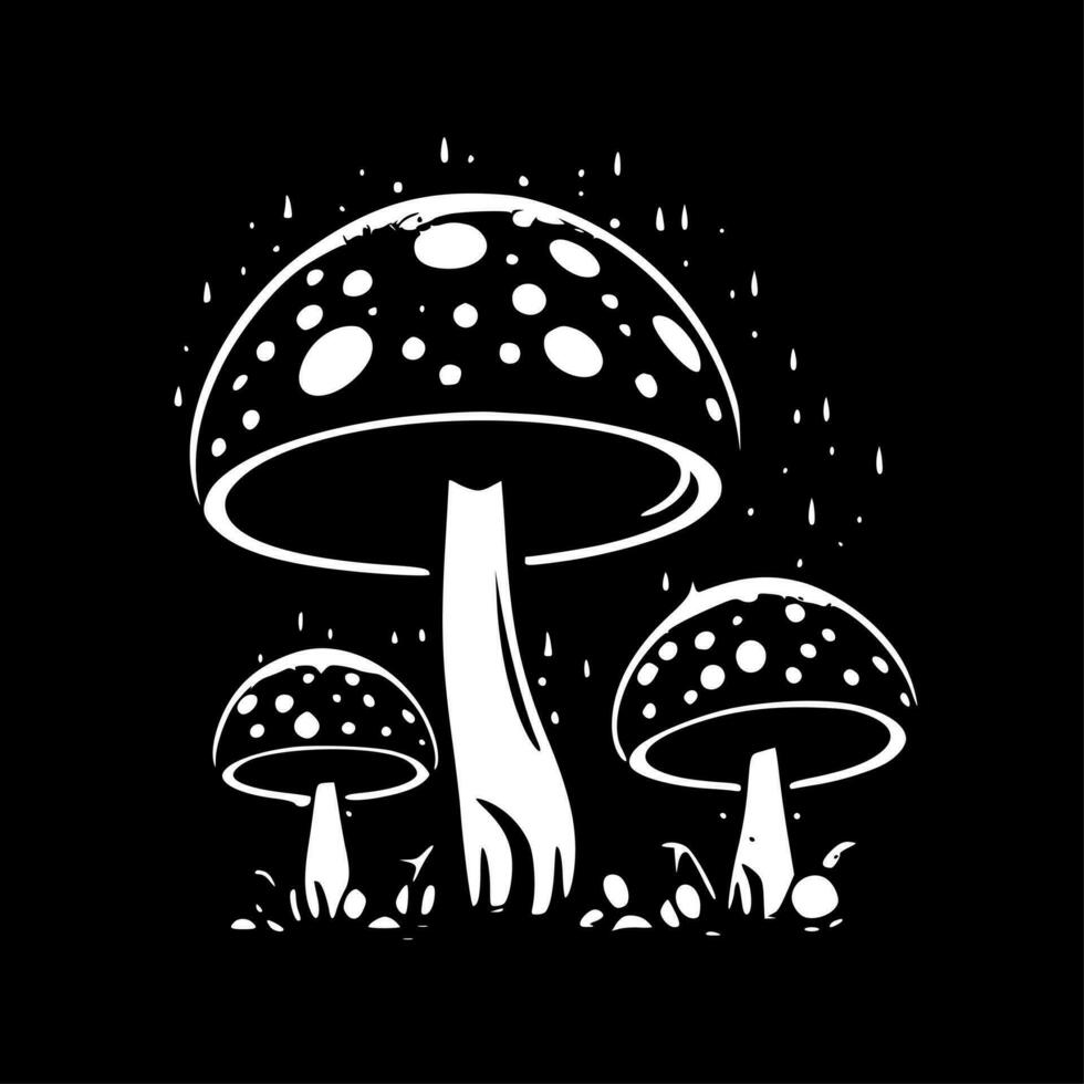 Mushrooms, Black and White Vector illustration