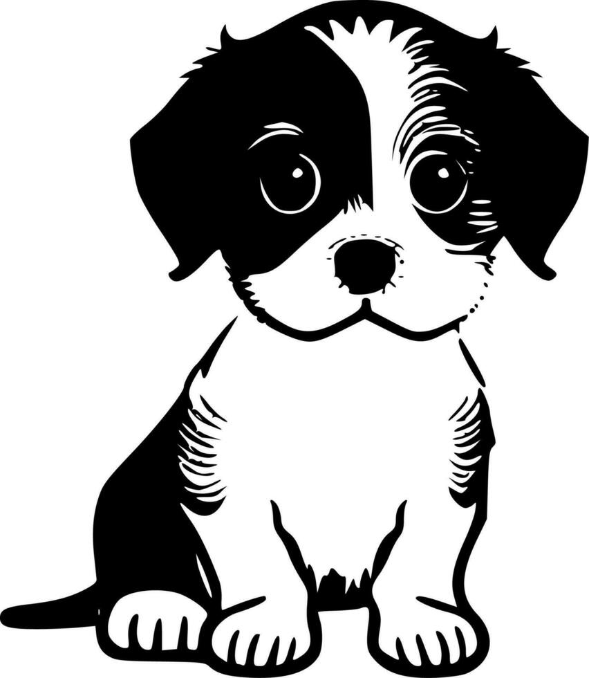 cachorro, negro y blanco vector ilustración