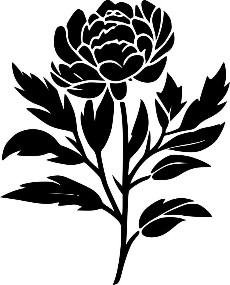 Peony - Black and White Isolated Icon - Vector illustration