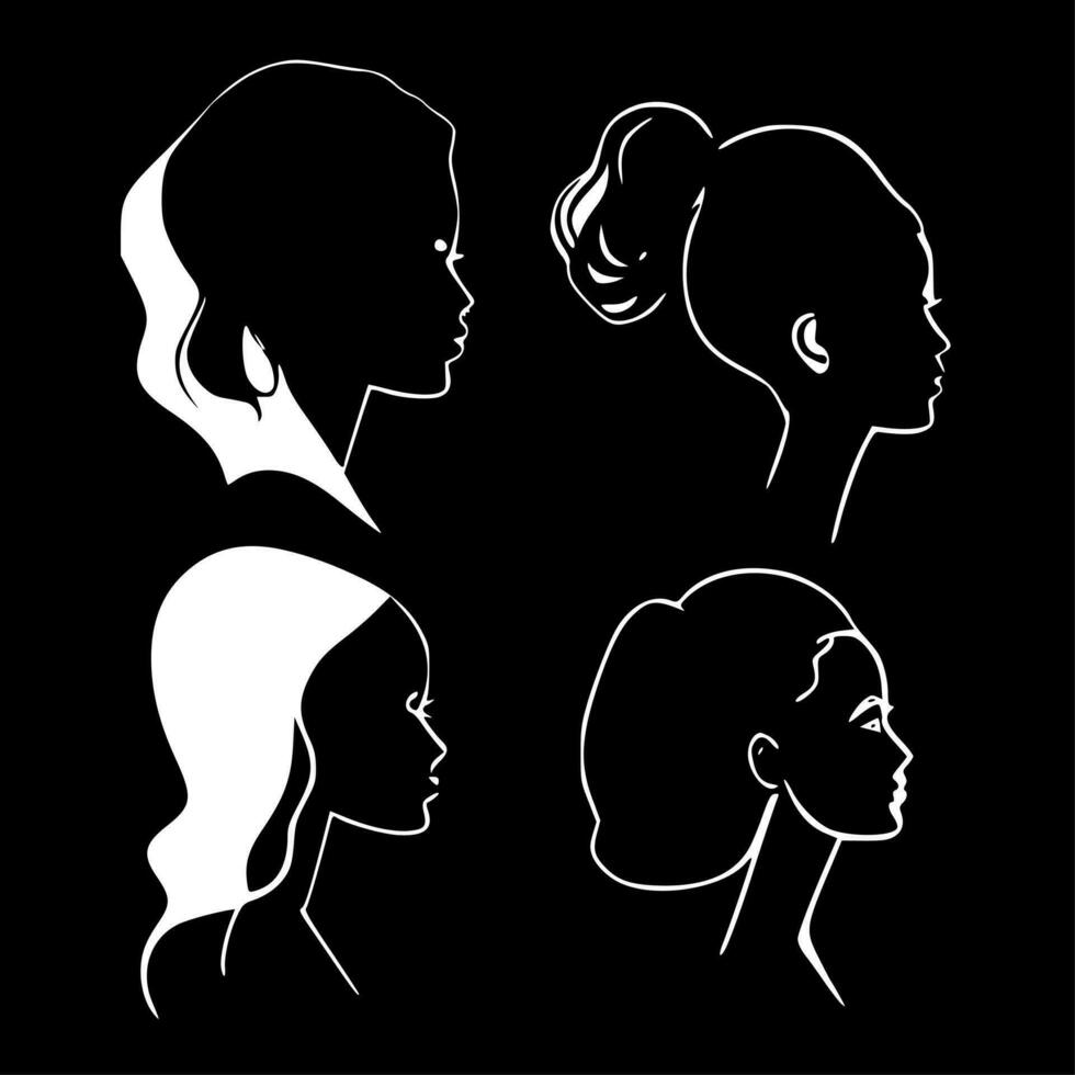 negro mujer - minimalista y plano logo - vector ilustración
