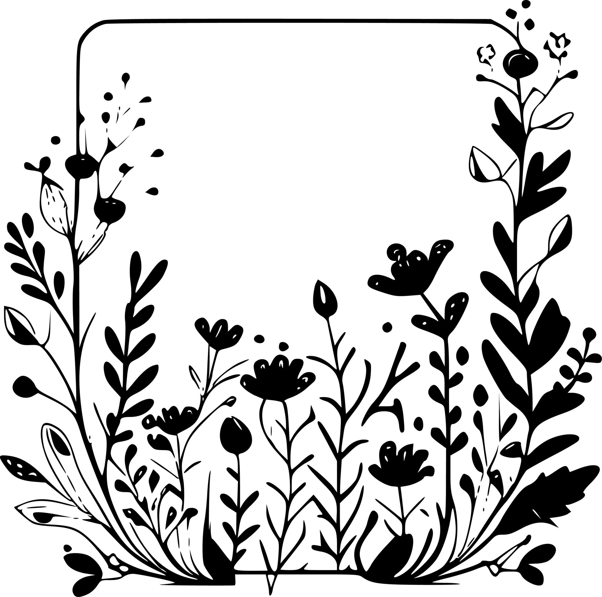 Floral Border, Black and White Vector illustration 23542937 Vector Art