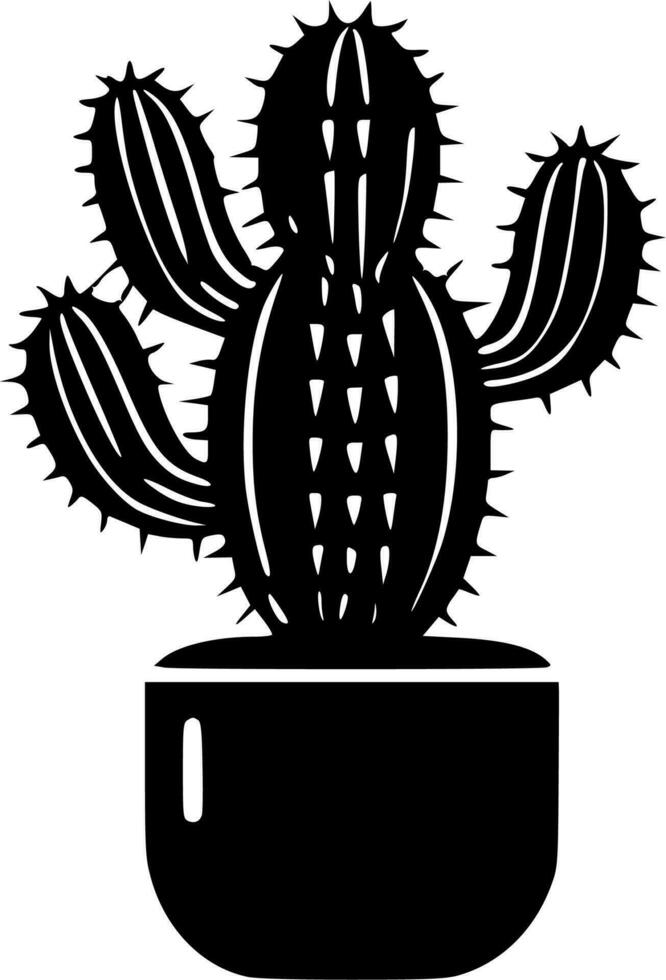 Cactus, Black and White Vector illustration