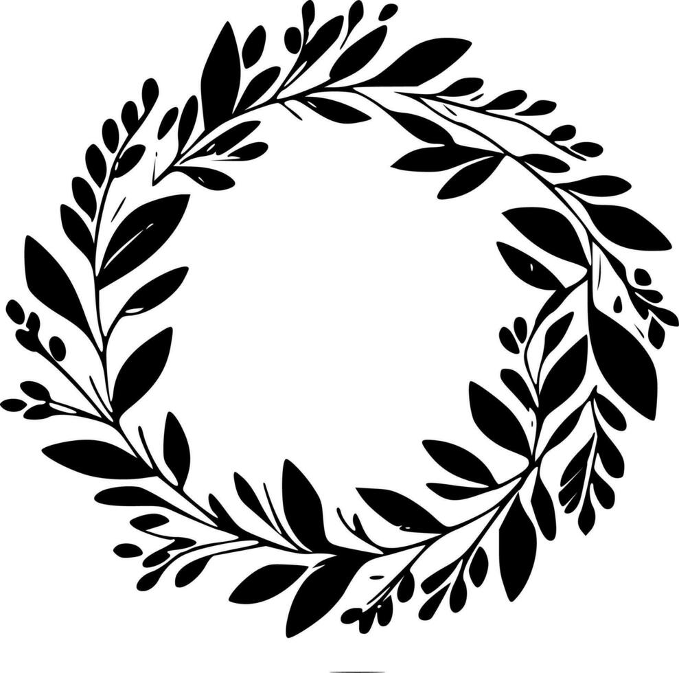 Wreath - Black and White Isolated Icon - Vector illustration
