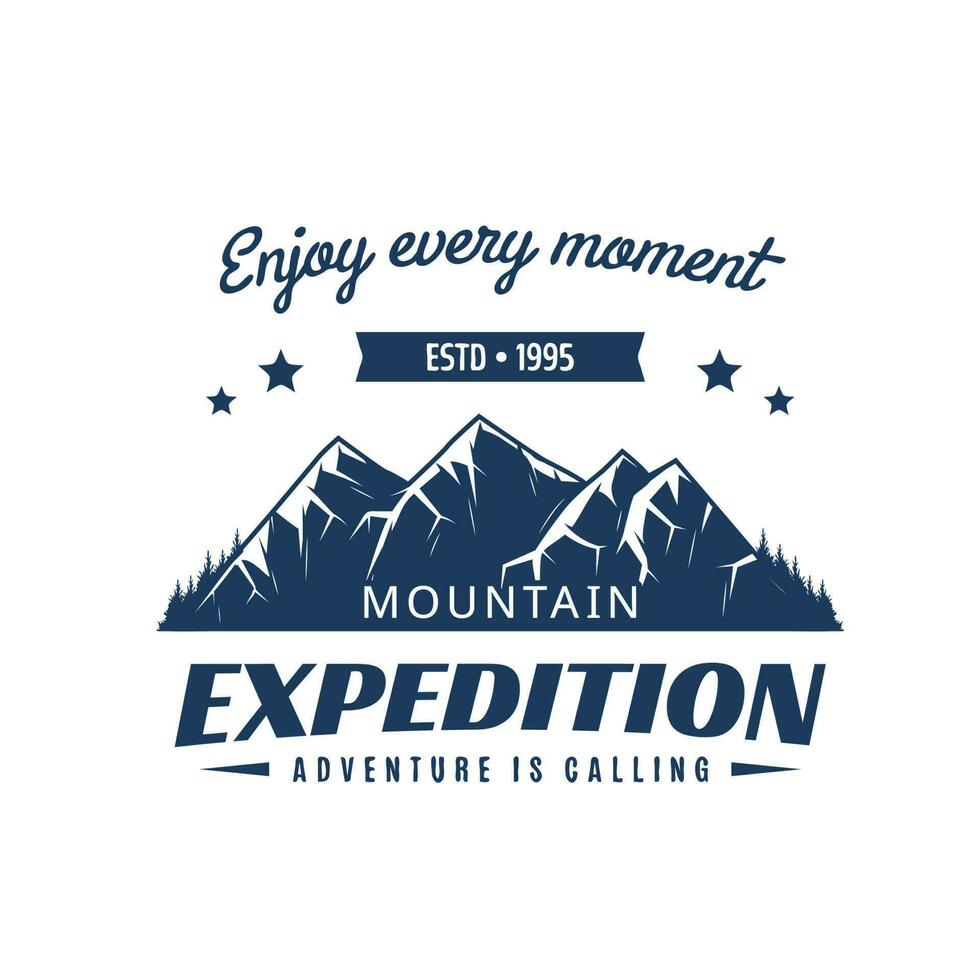 Mountain climbing expedition icon or emblem vector