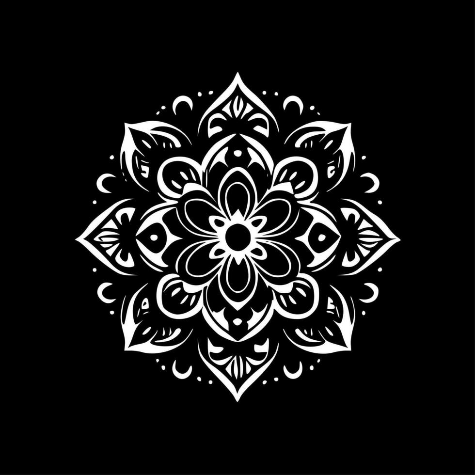 Mandala - Black and White Isolated Icon - Vector illustration