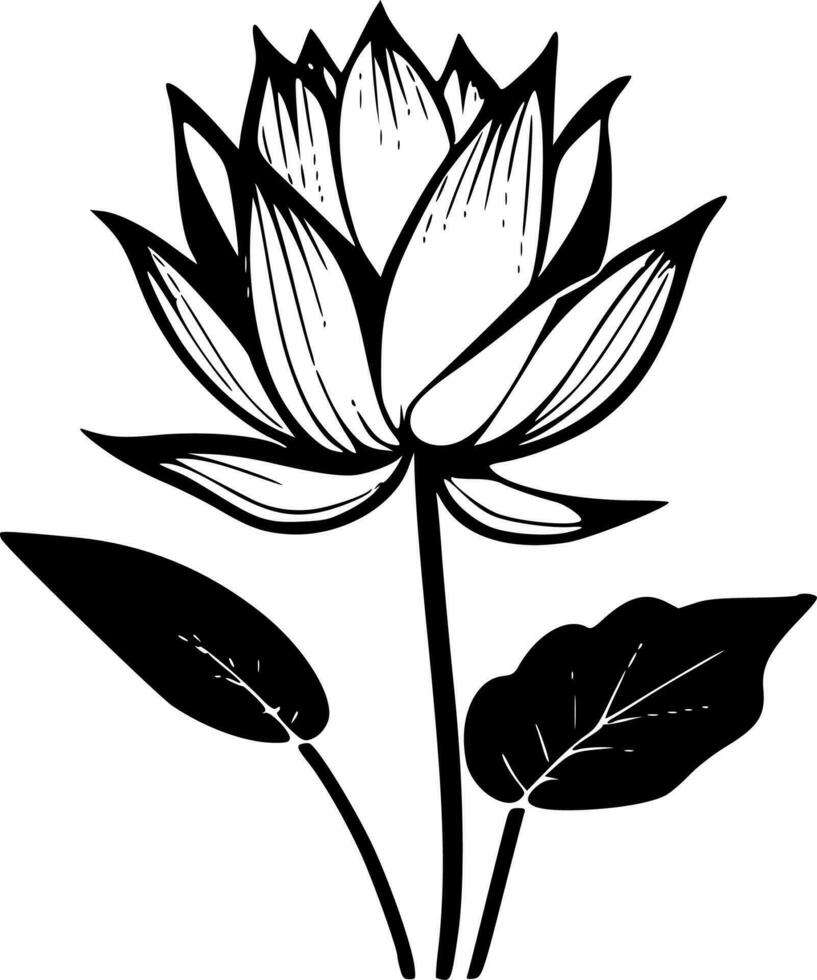 loto flor, negro y blanco vector ilustración