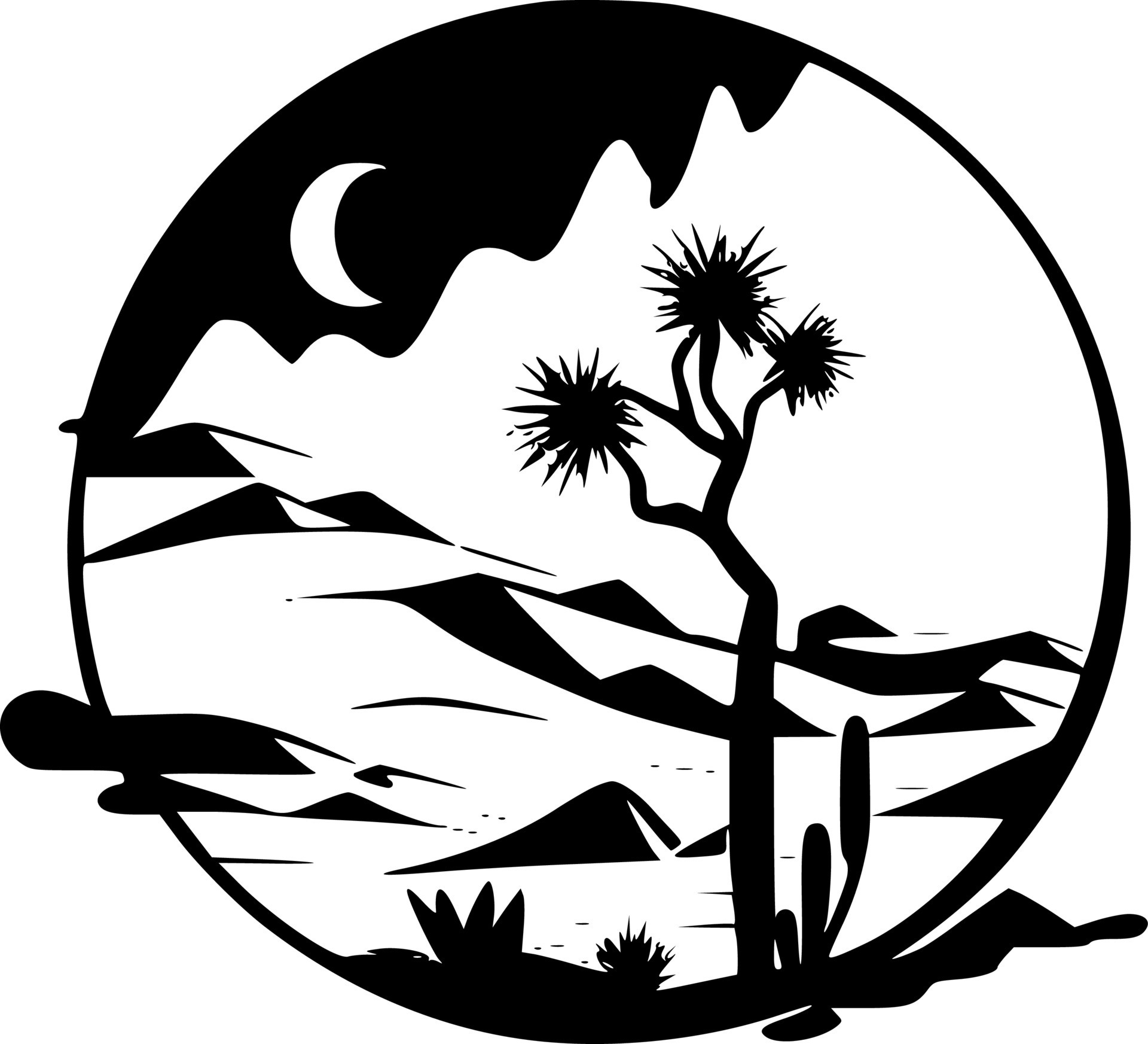 Desert - Black and White Isolated Icon - Vector illustration 23543097