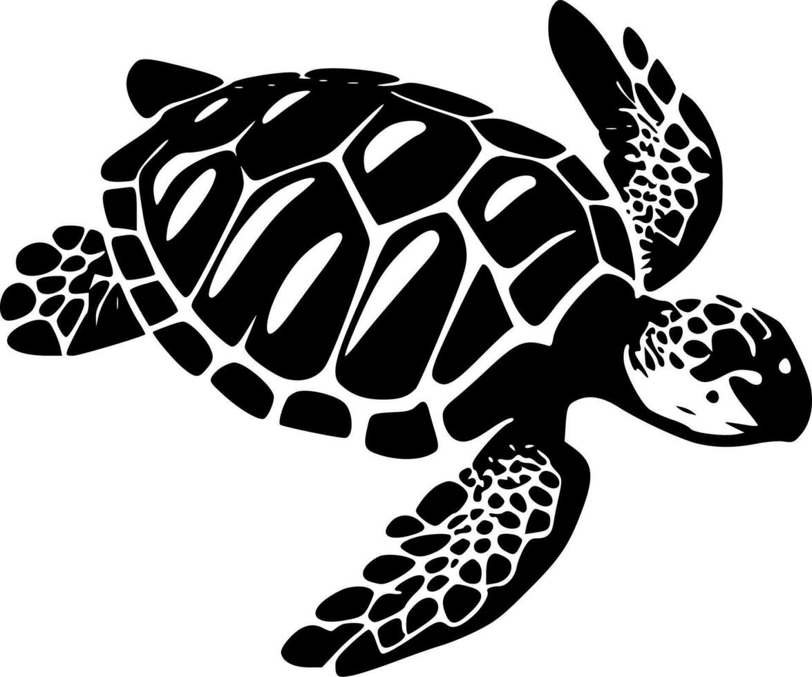 Sea Turtle, Minimalist and Simple Silhouette - Vector illustration