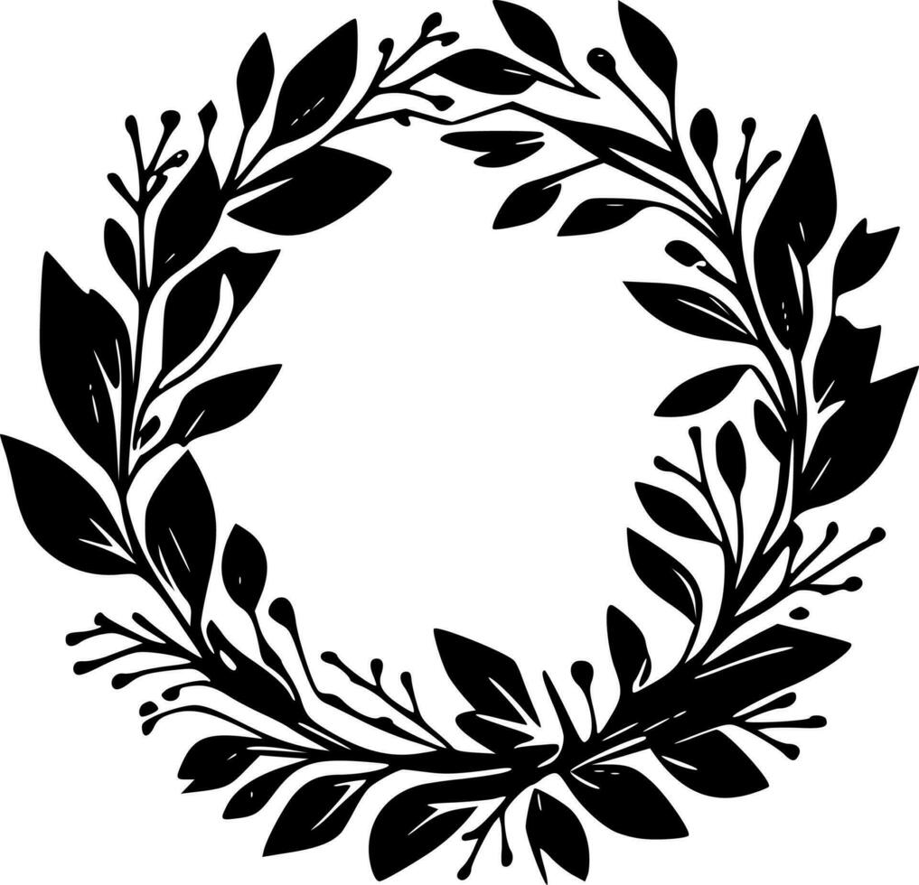 Wreath, Black and White Vector illustration