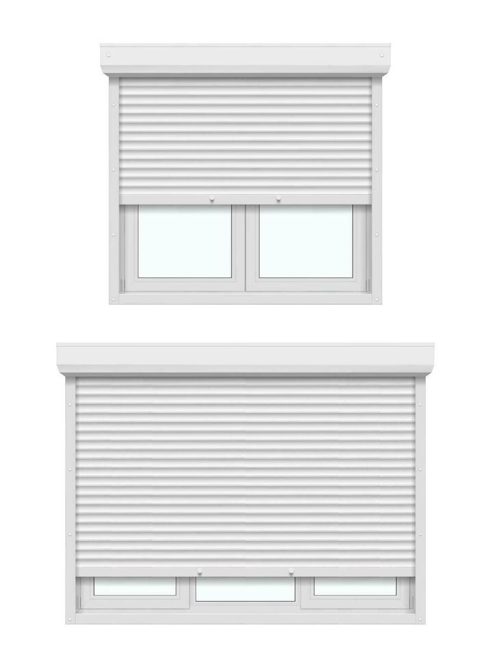 blanco marco de ventana ventanas con rodillo persianas vector