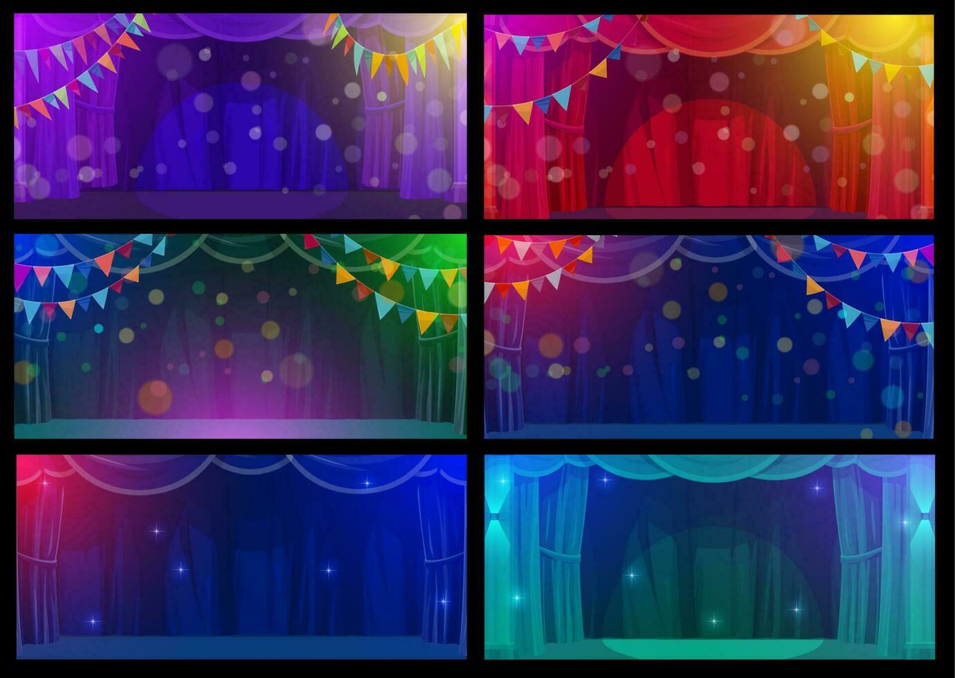 Shapito circus and theater interior empty stages vector