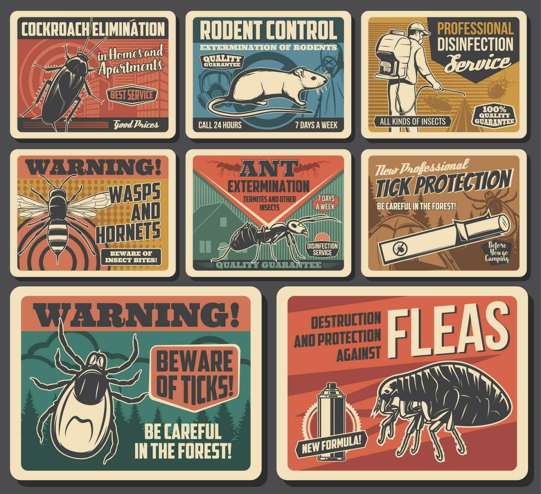 Pest control and protection from insects posters vector