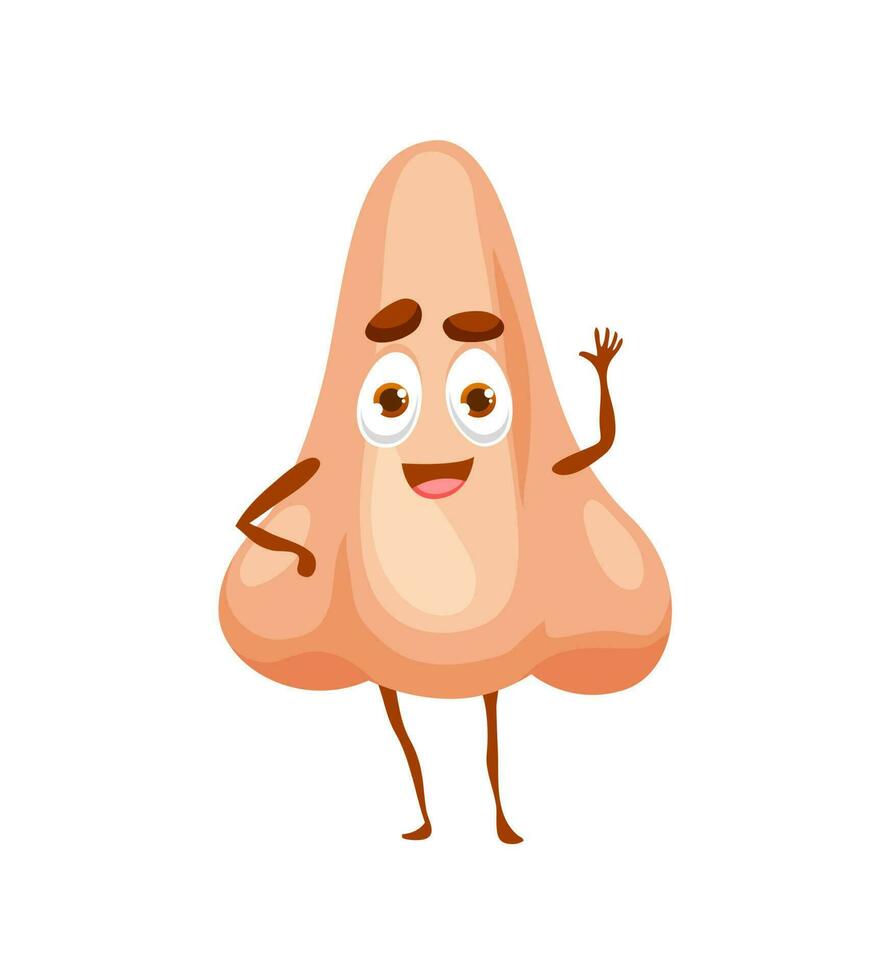 Human funny cartoon nose character, cute personage vector