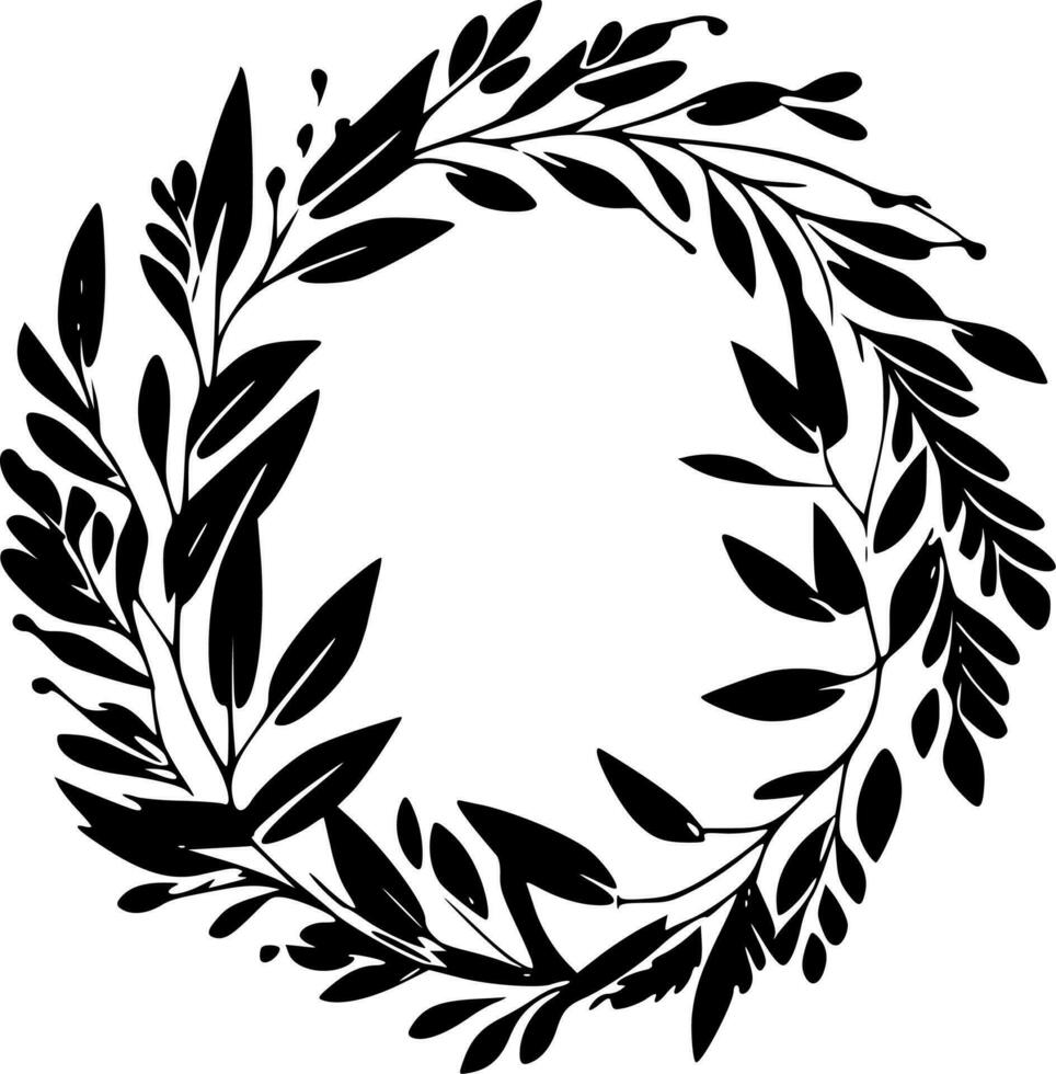 Wreath, Black and White Vector illustration