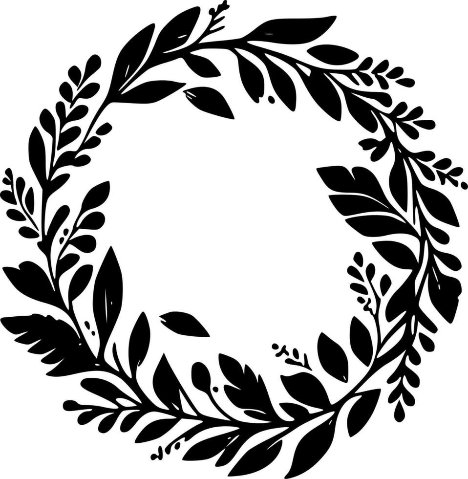 Wreath, Black and White Vector illustration