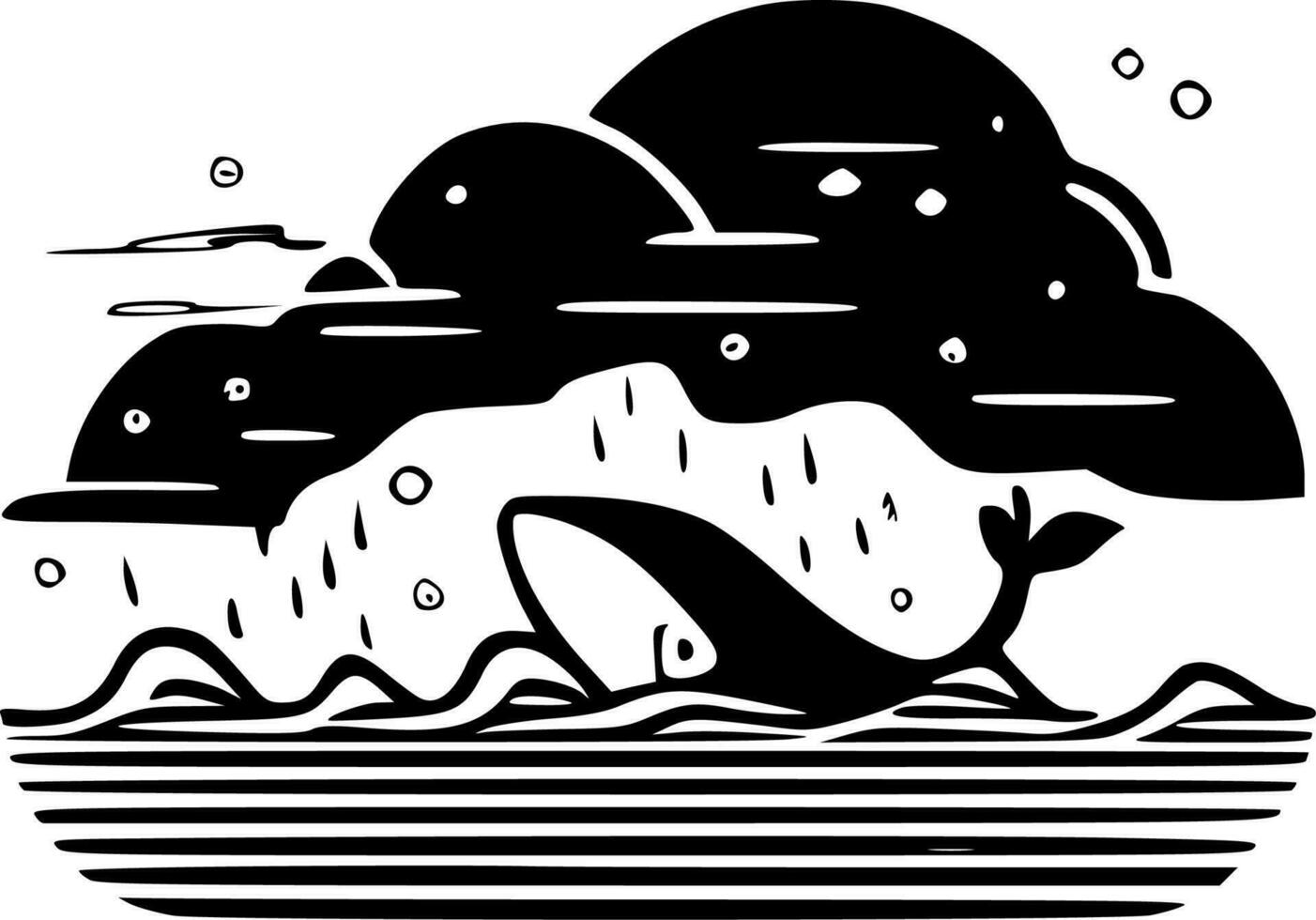 Sea, Minimalist and Simple Silhouette - Vector illustration