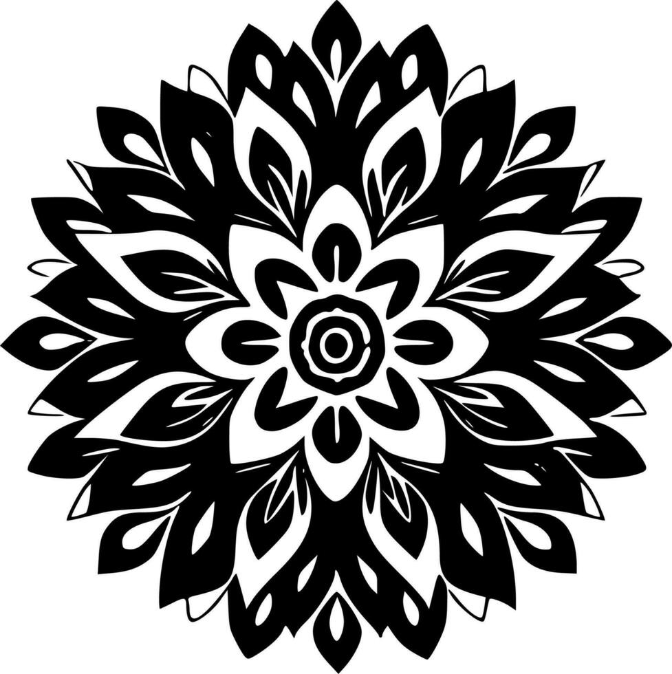 Mandala, Black and White Vector illustration