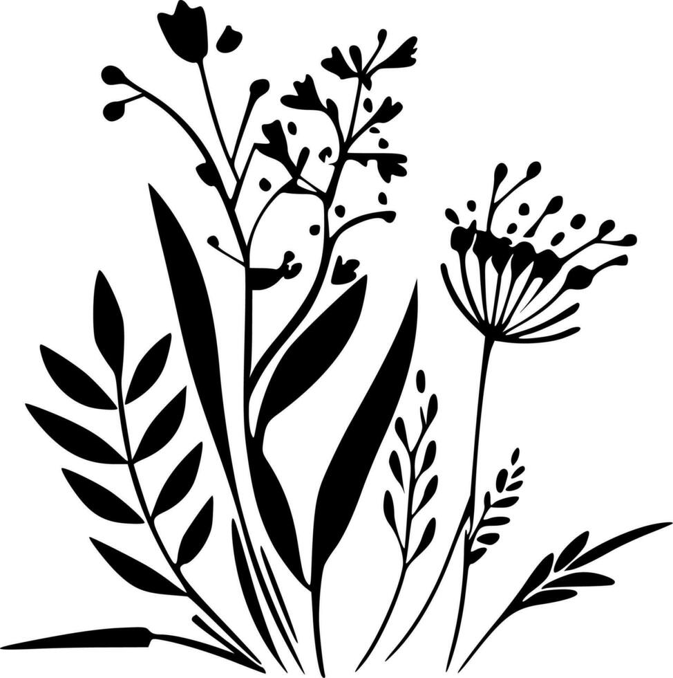 floral, minimalista y sencillo silueta - vector ilustración