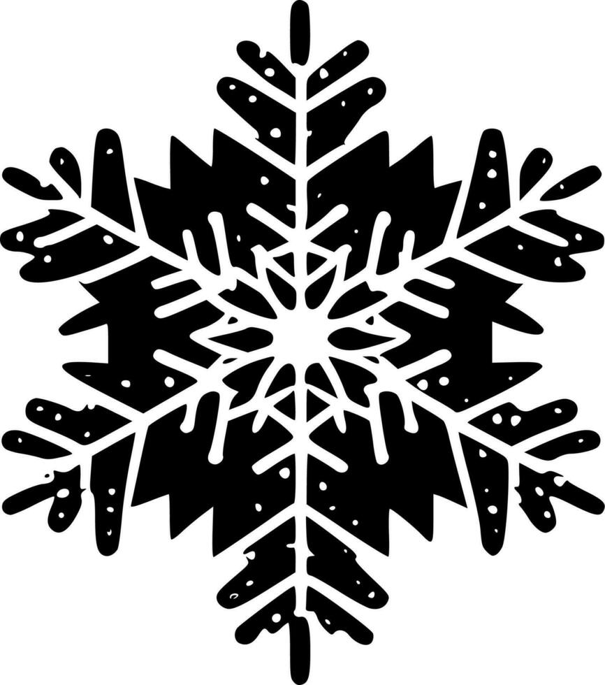 copo de nieve - negro y blanco aislado icono - vector ilustración