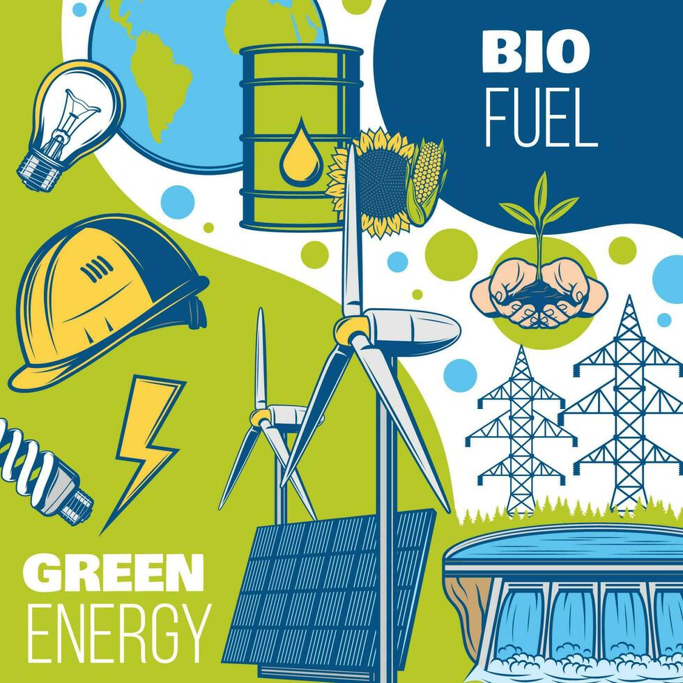 Bio fuel, green energy, environment conservation vector