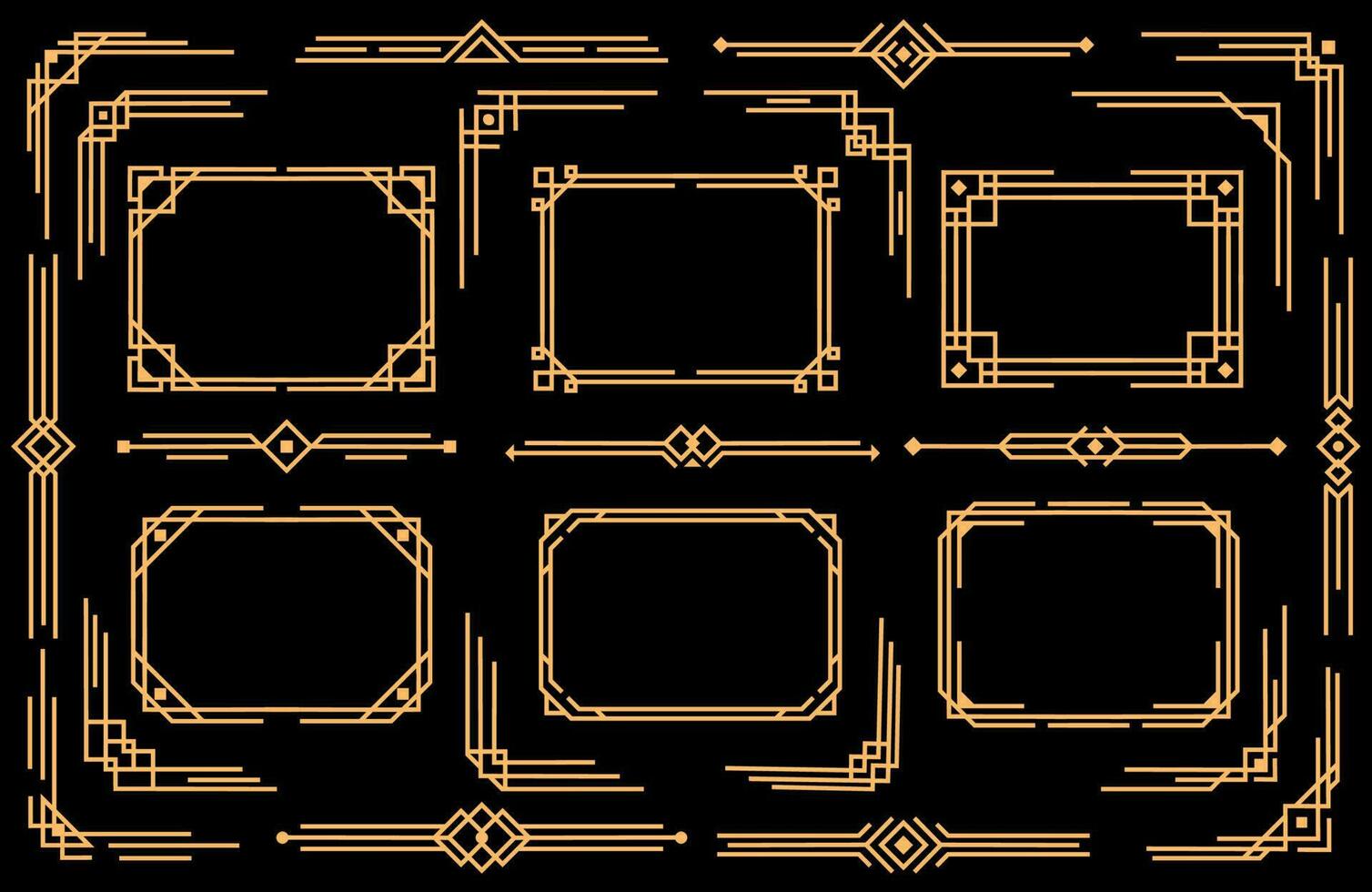 Art deco vector elements borders, frames, dividers